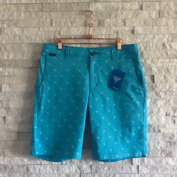 Men’s Columbia Blue Performance PFG Shorts - Picture 2 of 8